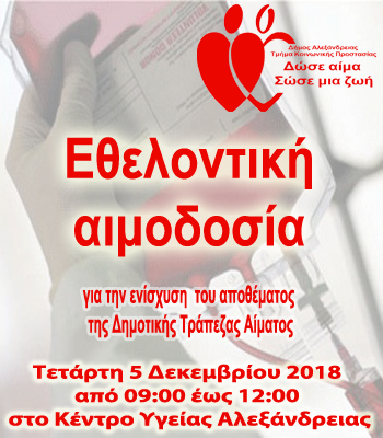 Εθελοντική Αιμοδοσία Δήμος Αλεξάνδρειας